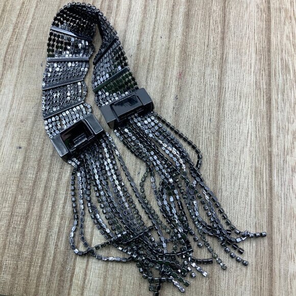 Banana Republic Fringe Gun Metal Rhinestone Bracelet - Picture 10 of 10
